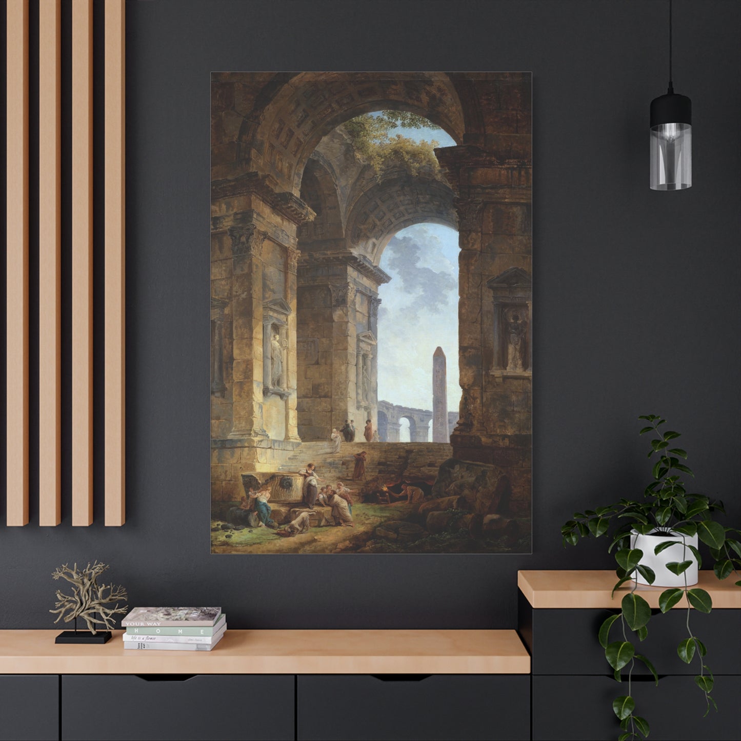 Ruins with an obelisk in the distance - Canvas Wrap