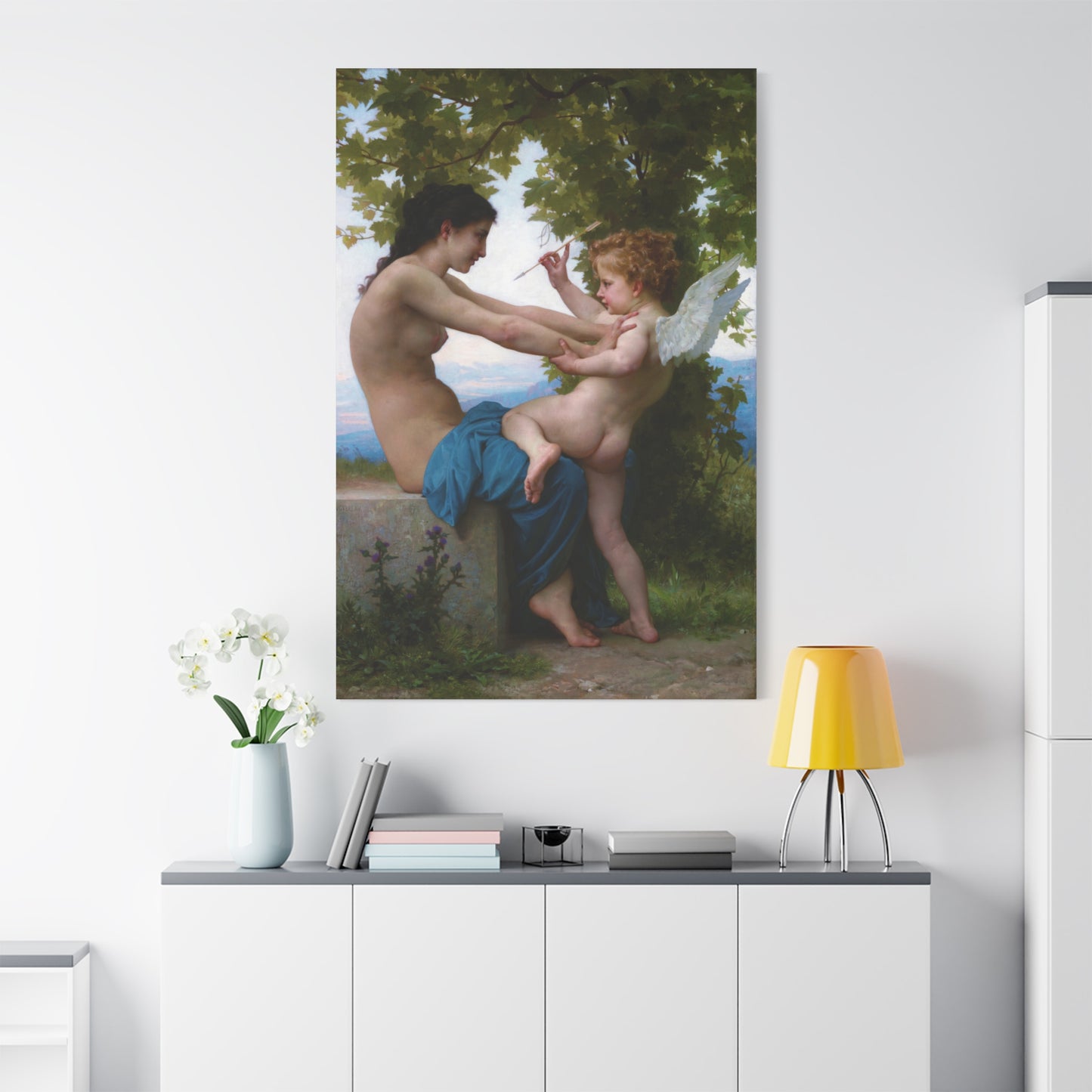 A Girl Defending Herself against Eros - Canvas Wrap