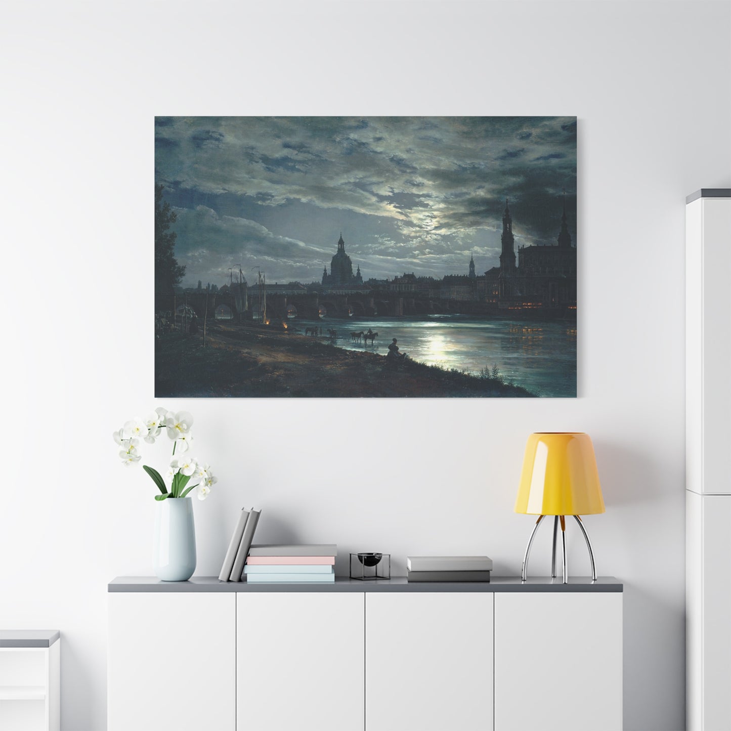 View of Dresden by Moonlight - Canvas Wrap