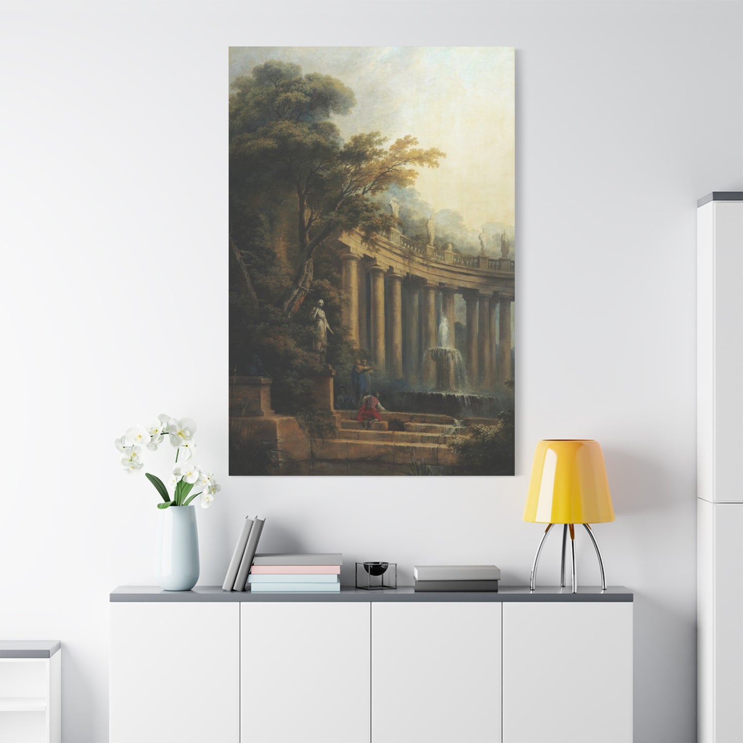 Fountain and Colomade in a Park - Canvas Wrap