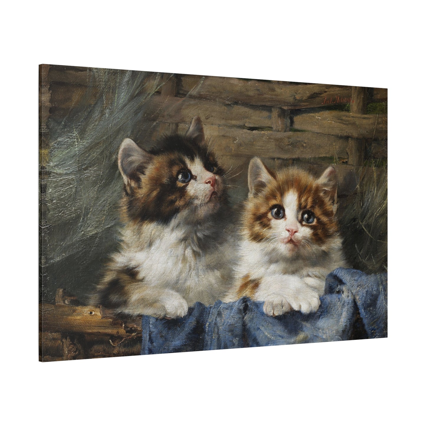 Two Kittens in a Basket - Canvas Wrap