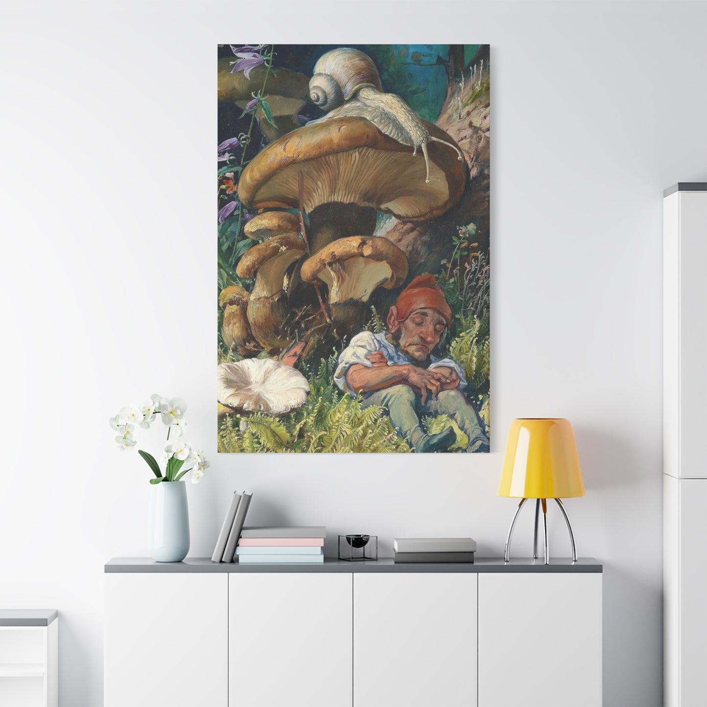 Snail and a Dwarf - Canvas Wrap
