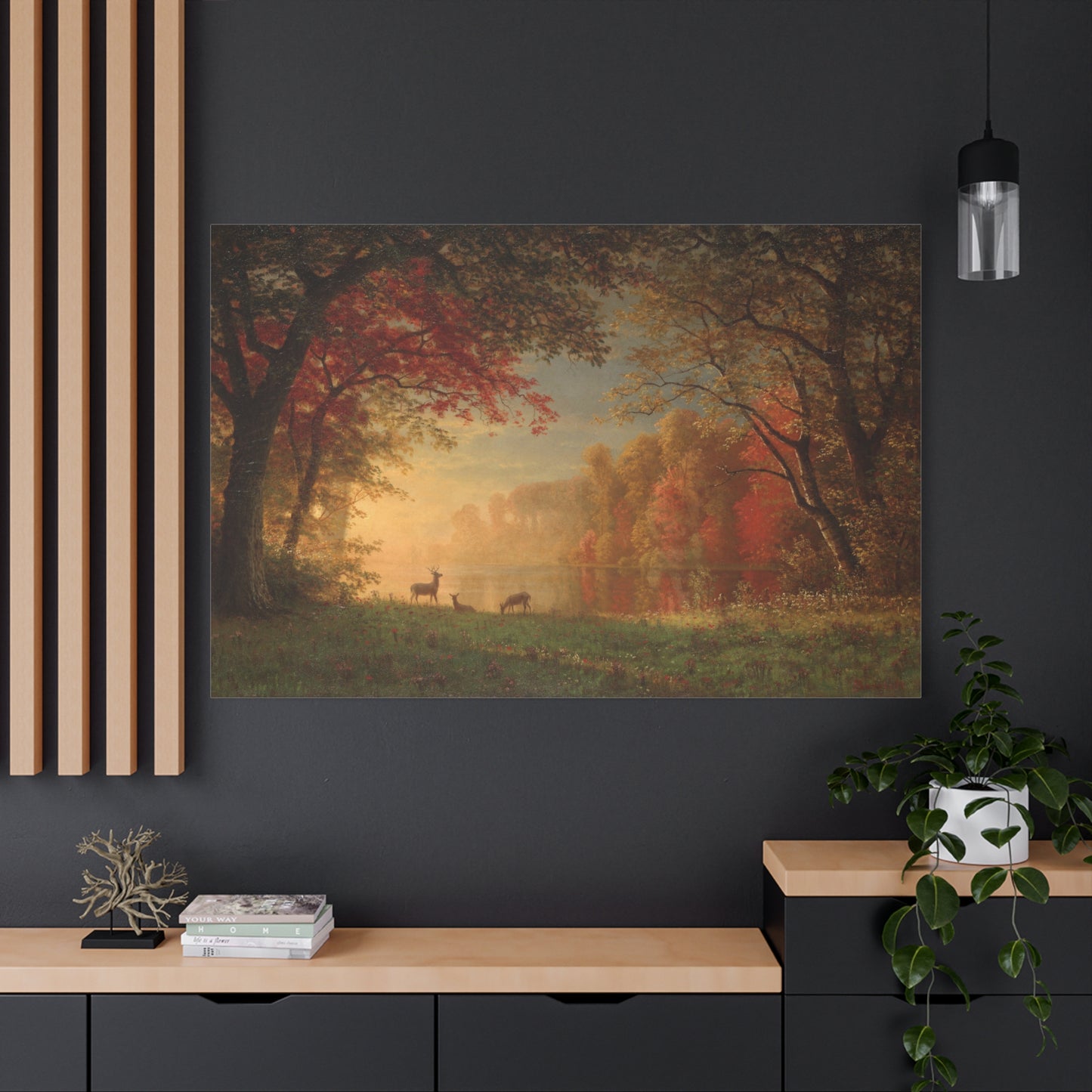 Indian Sunset Deer by a Lake - Canvas Wrap