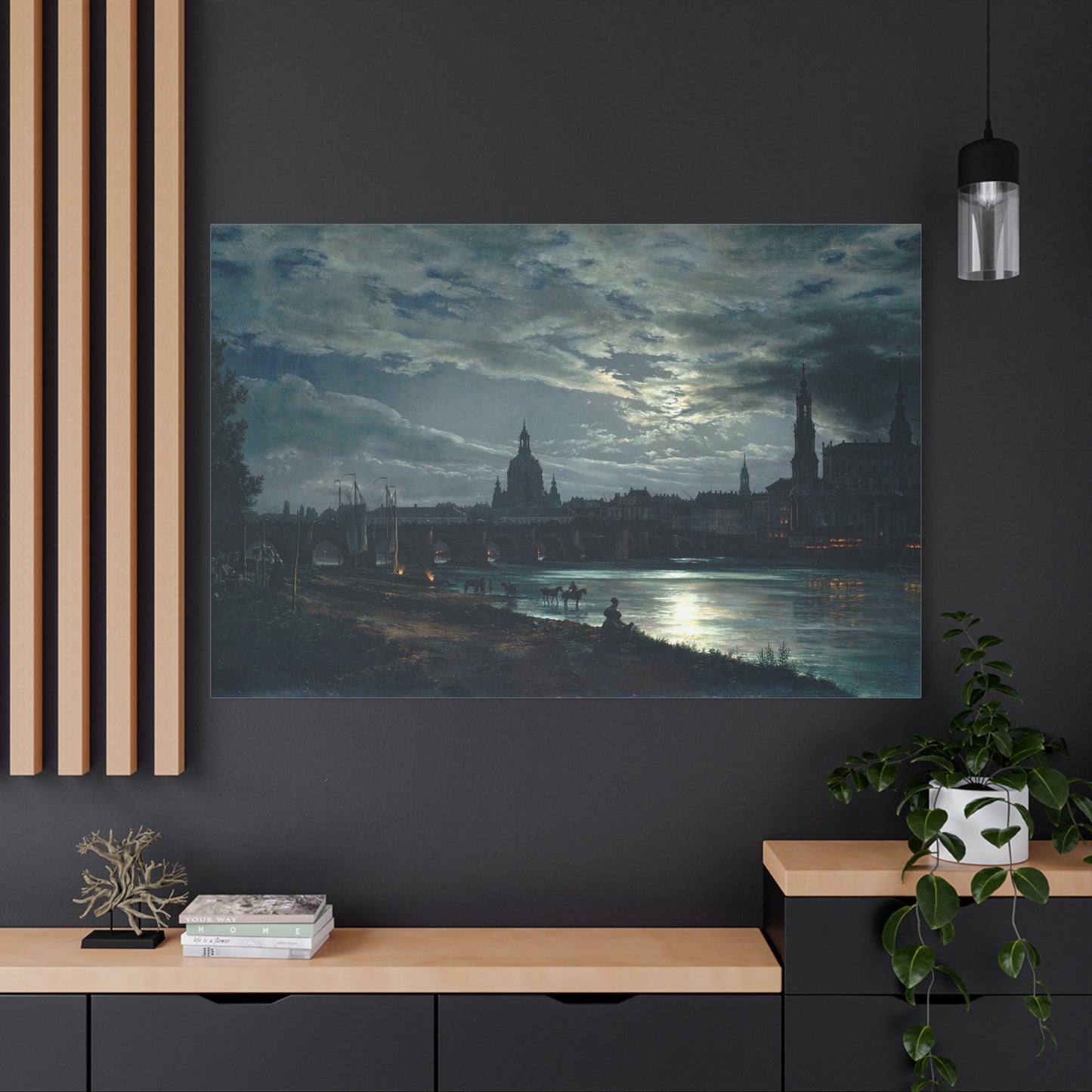 View of Dresden by Moonlight - Canvas Wrap