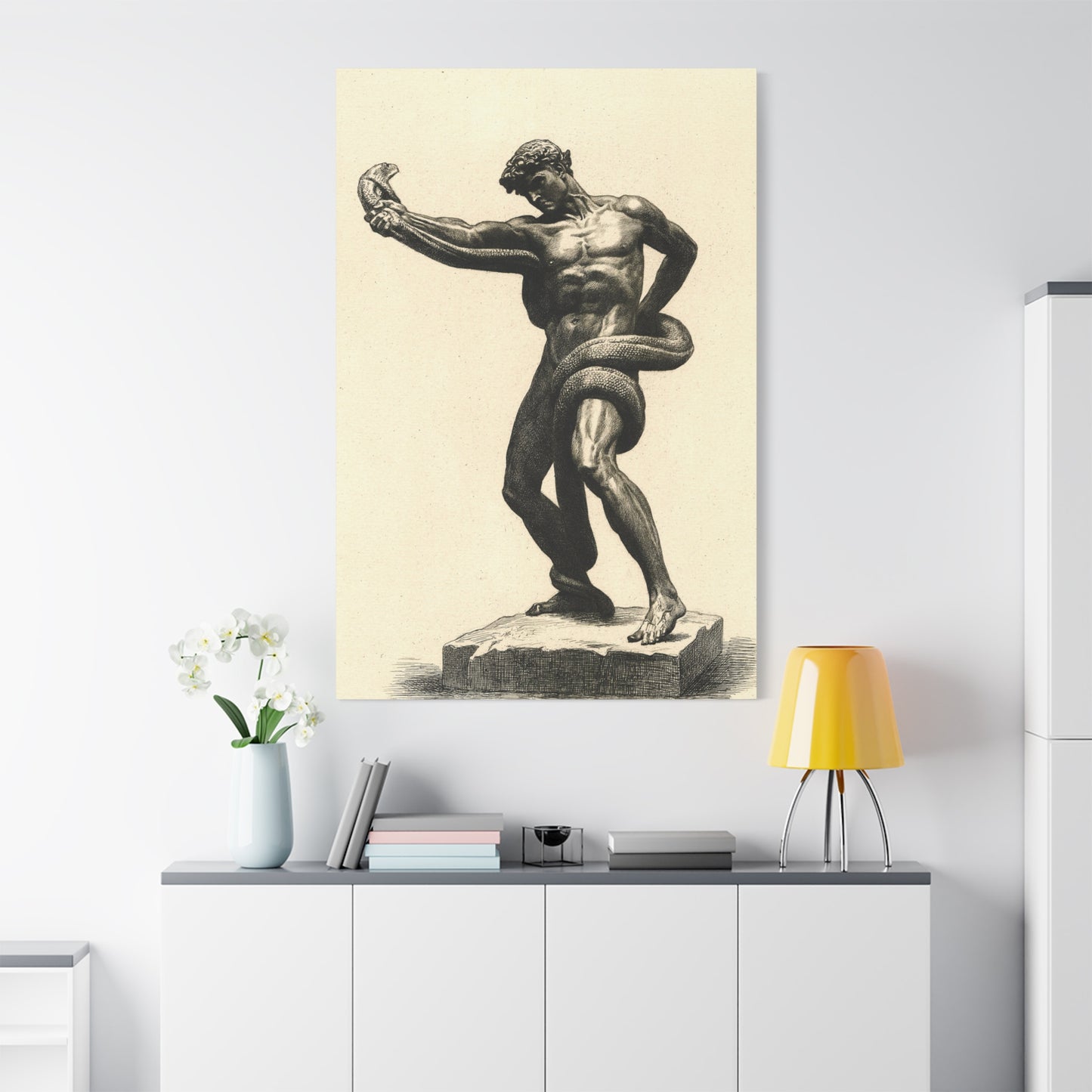 The Athlete Wrestling a Python - Canvas Wrap