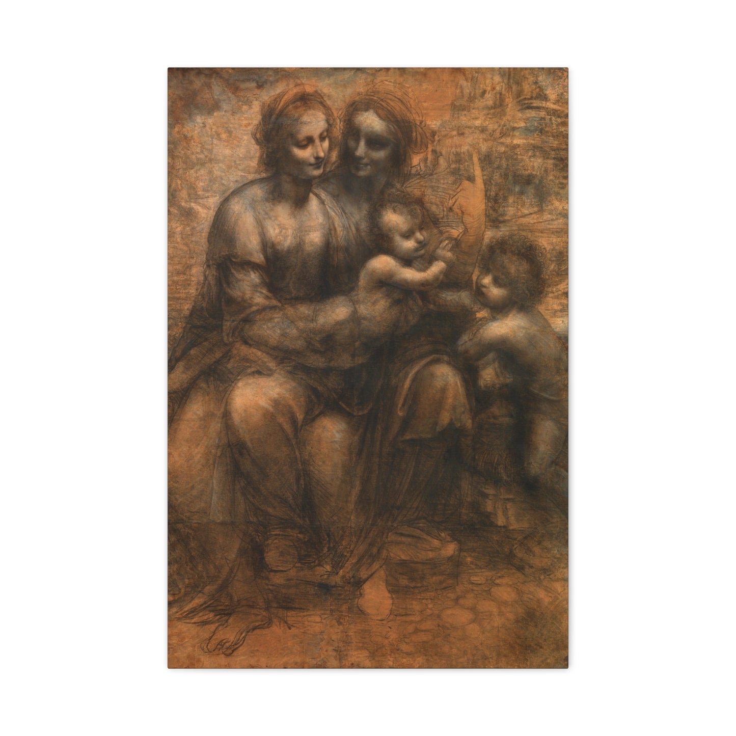 Virgin and Child with St Anne and John the Baptist - Canvas Wrap