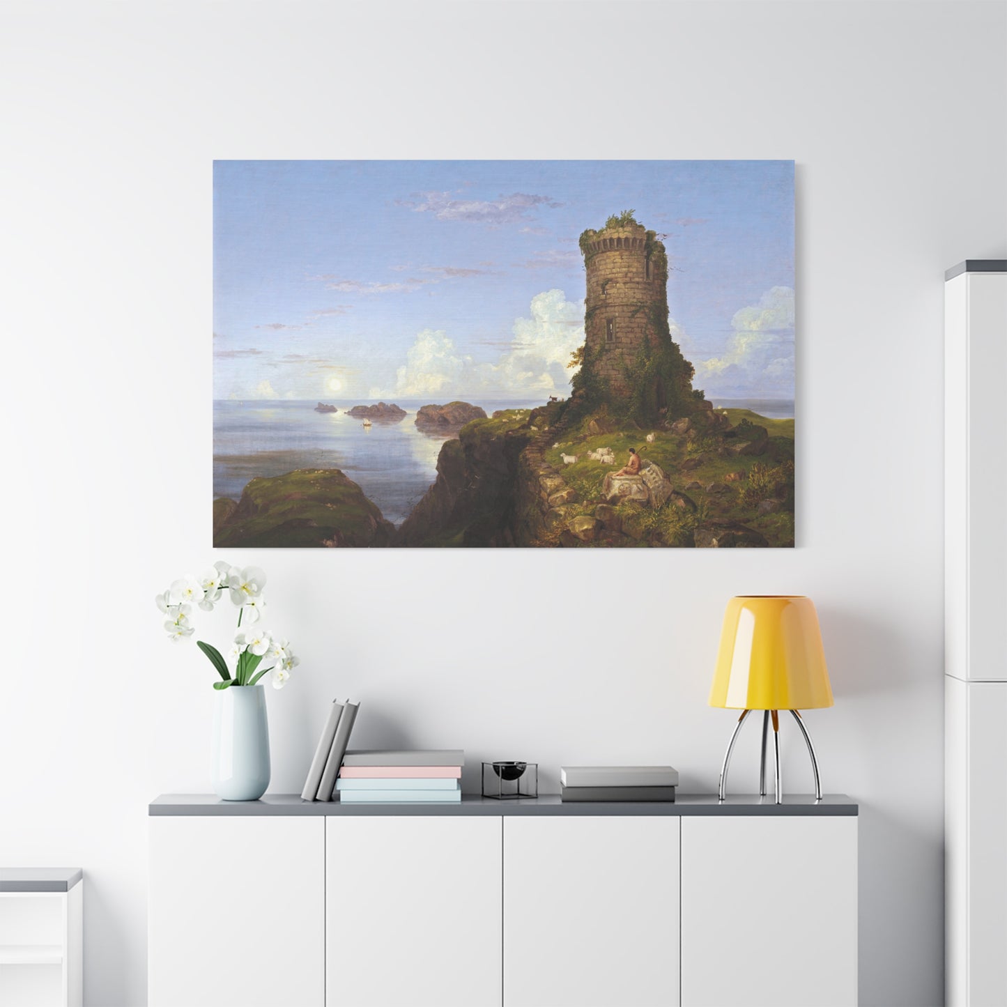 Italian Coast Scene with Ruined Tower - Canvas Wrap