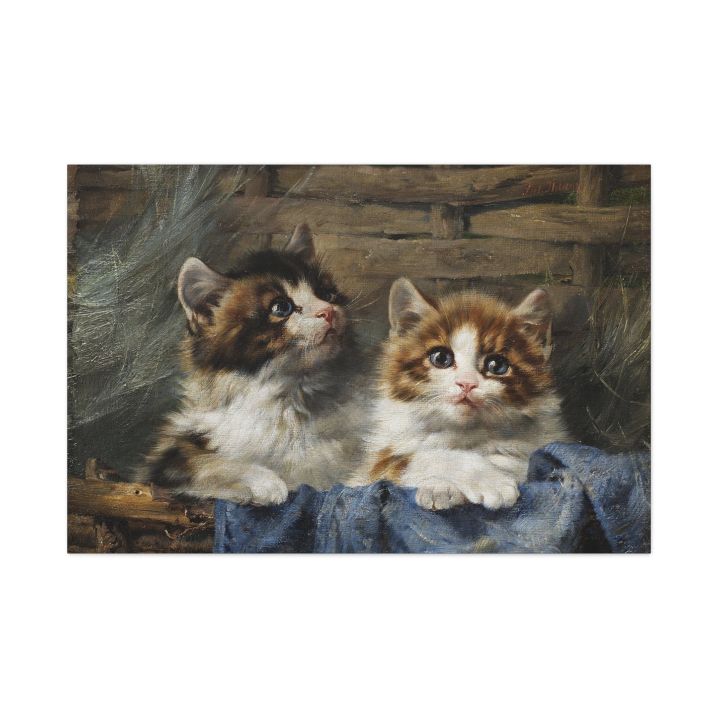 Two Kittens in a Basket - Canvas Wrap