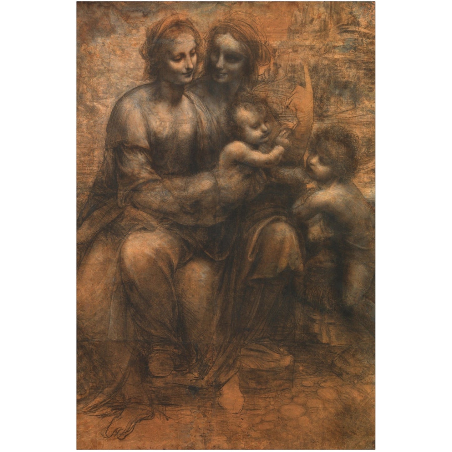 Virgin and Child with St Anne and John the Baptist - Canvas Wrap