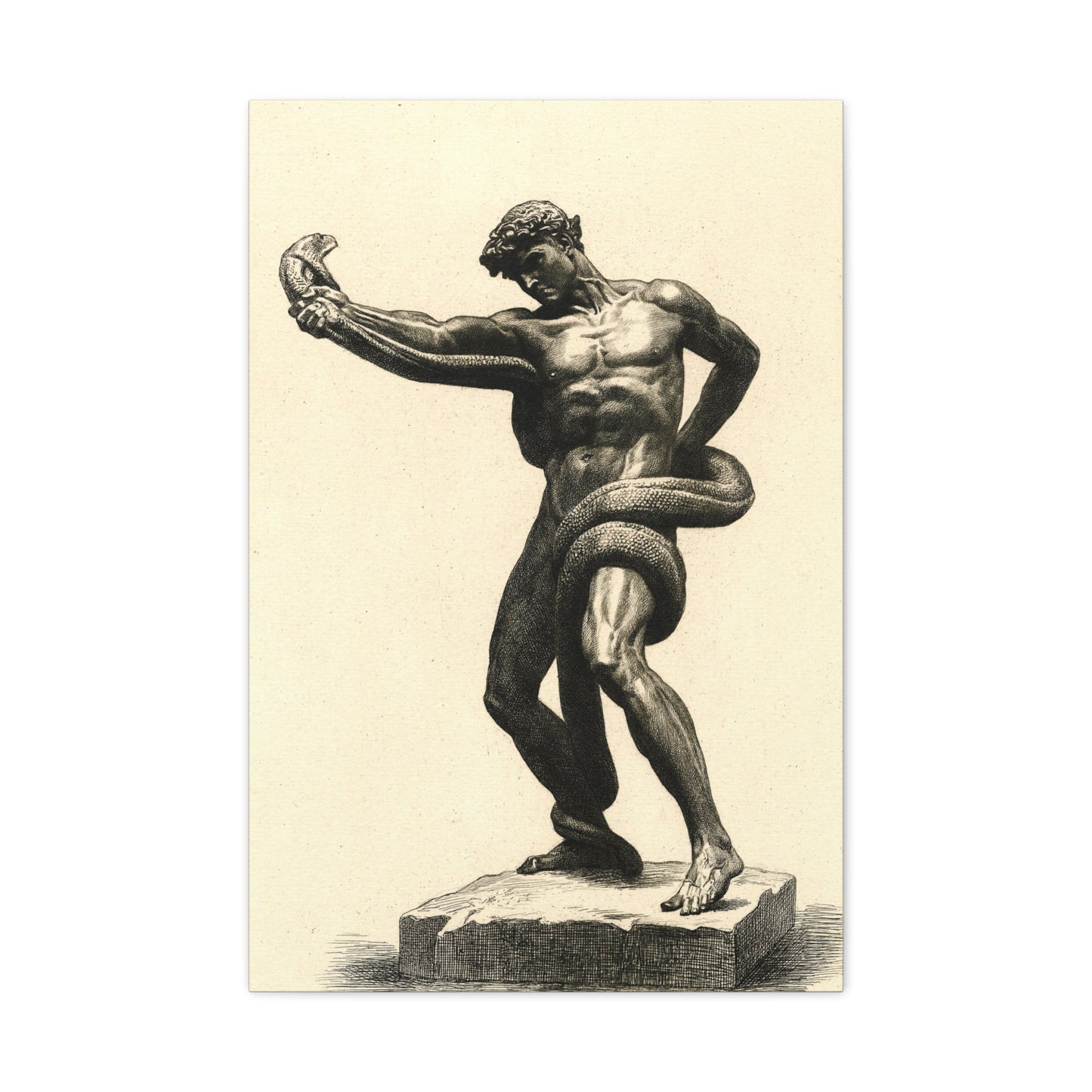 The Athlete Wrestling a Python - Canvas Wrap