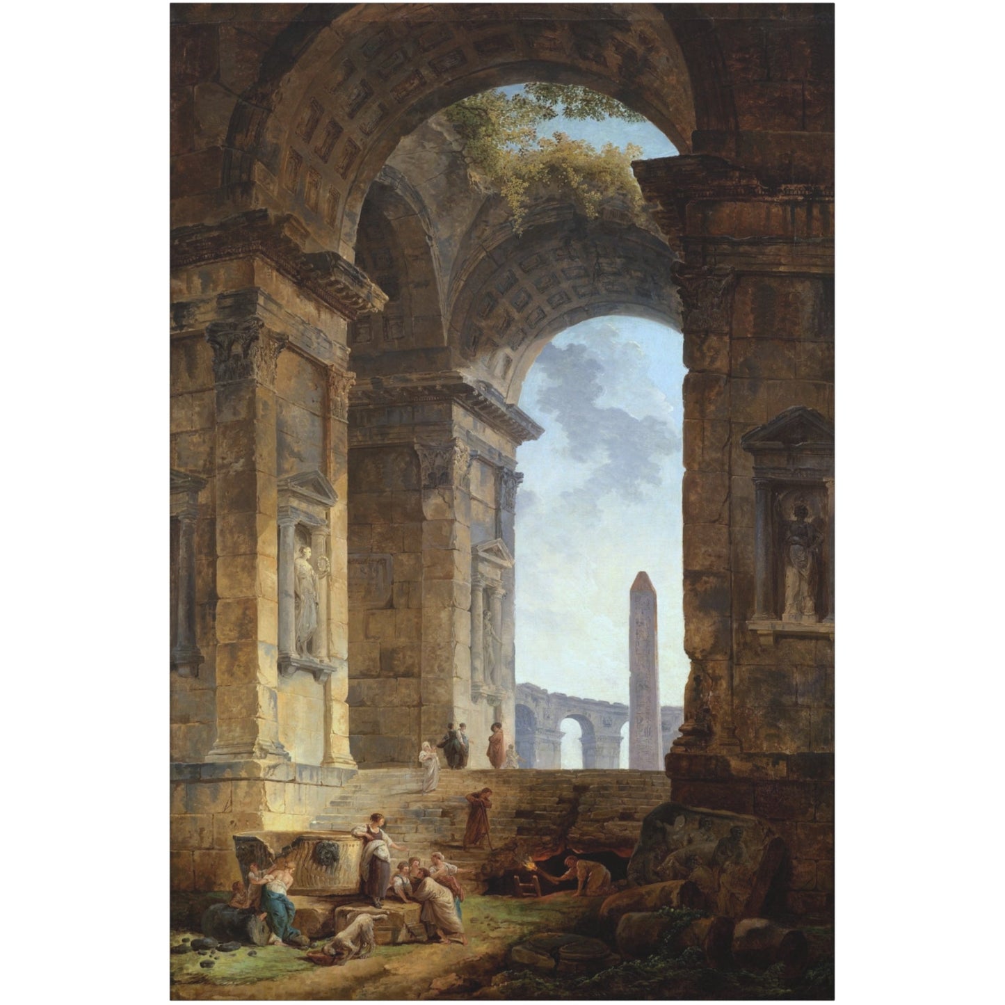 Ruins with an obelisk in the distance - Canvas Wrap