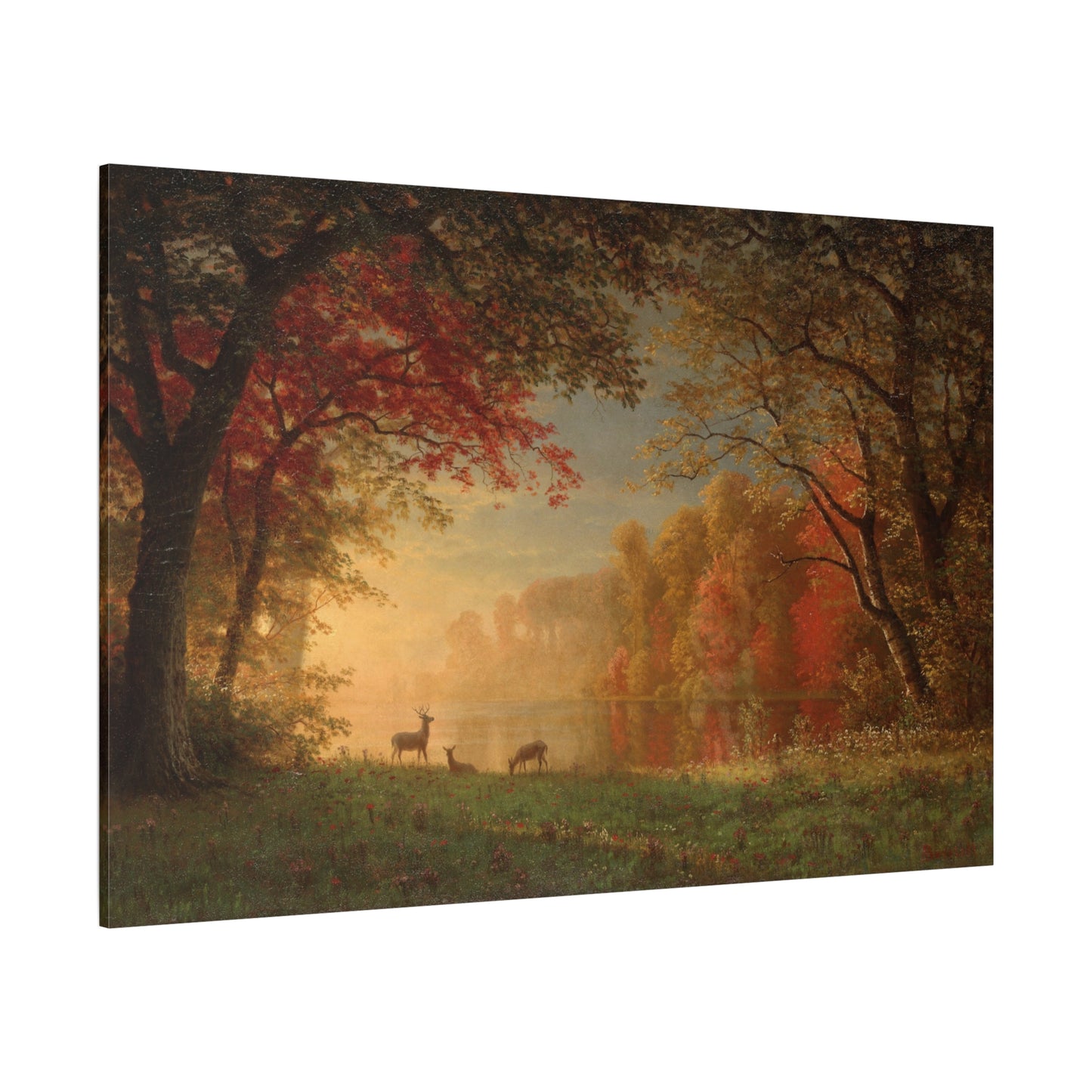 Indian Sunset Deer by a Lake - Canvas Wrap