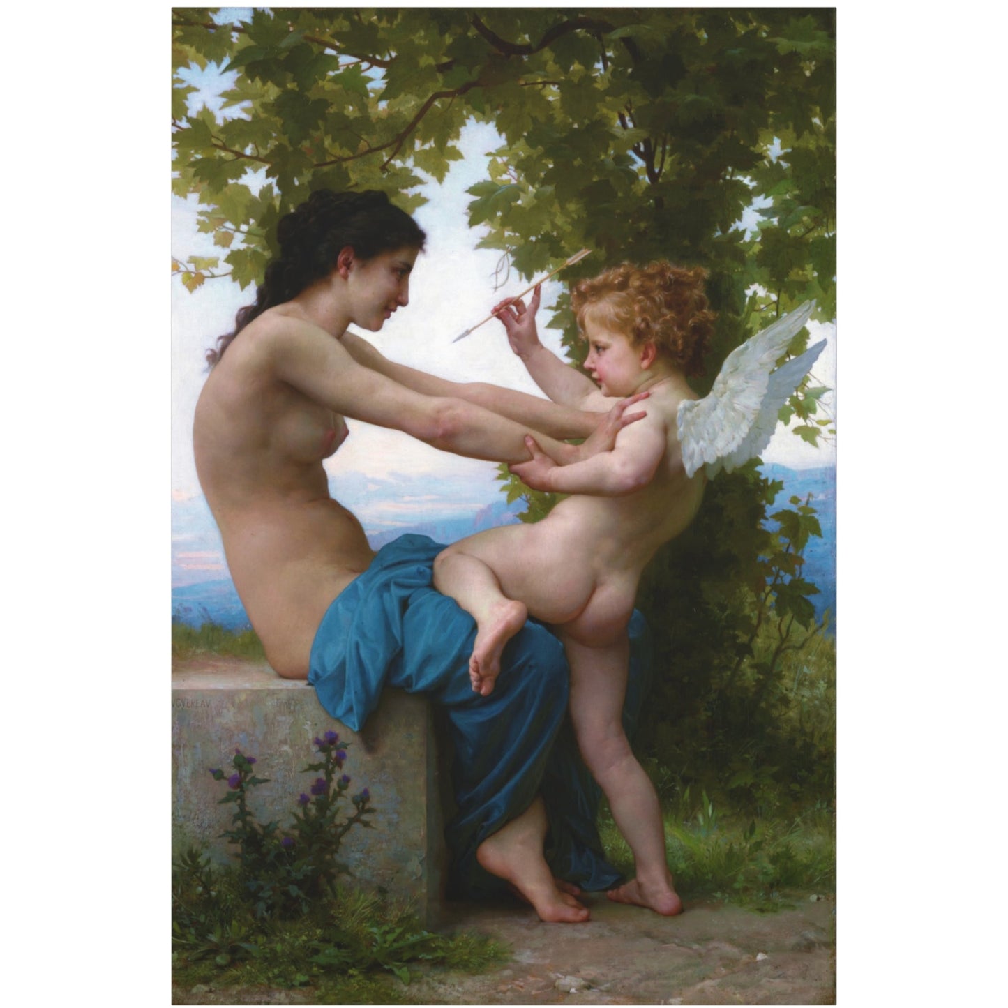 A Girl Defending Herself against Eros - Canvas Wrap