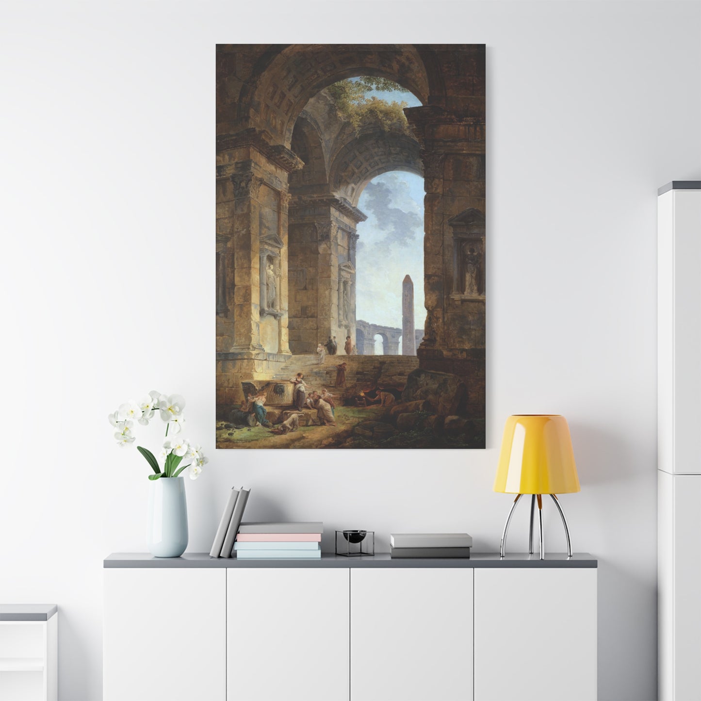 Ruins with an obelisk in the distance - Canvas Wrap