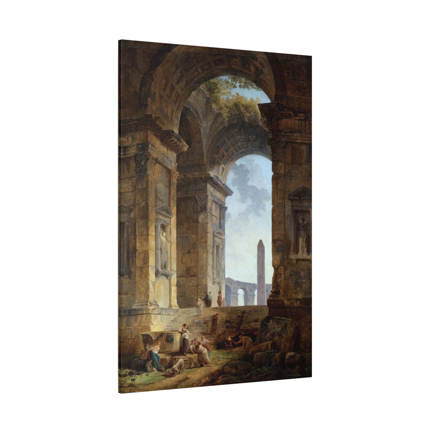 Ruins with an obelisk in the distance - Canvas Wrap