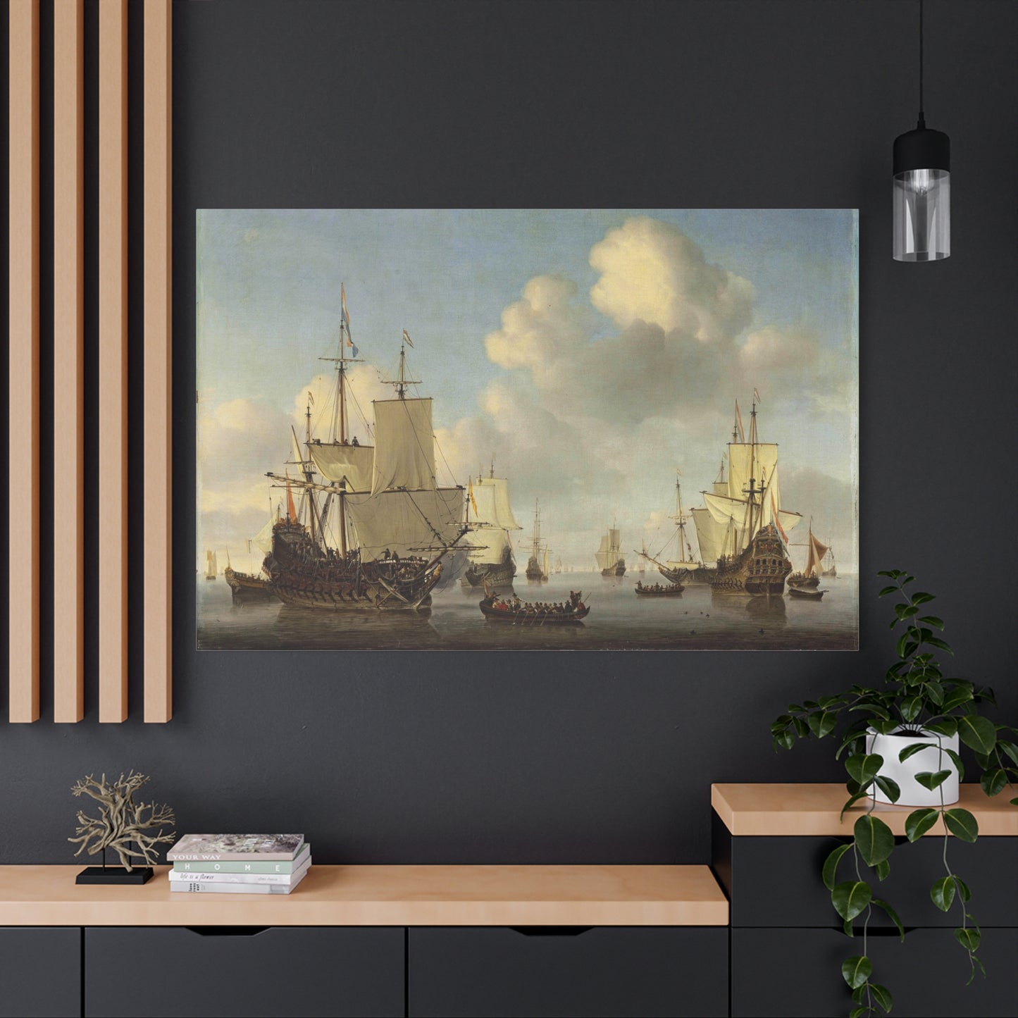 Dutch Ships in a Calm Sea - Canvas Wrap