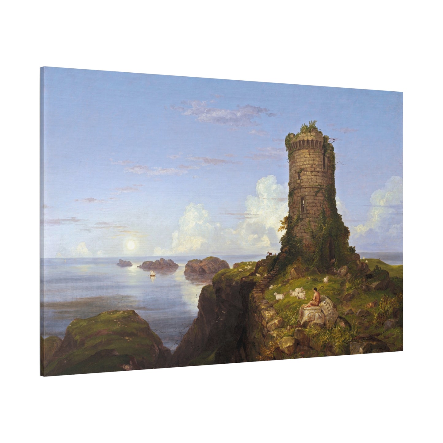 Italian Coast Scene with Ruined Tower - Canvas Wrap