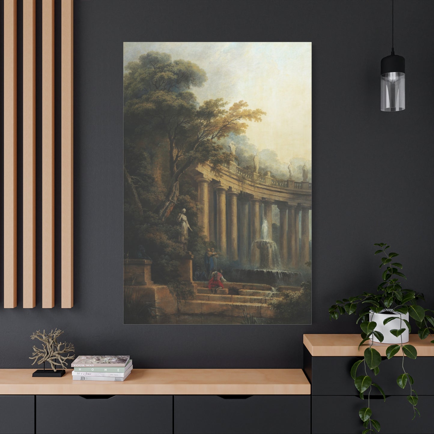 Fountain and Colomade in a Park - Canvas Wrap