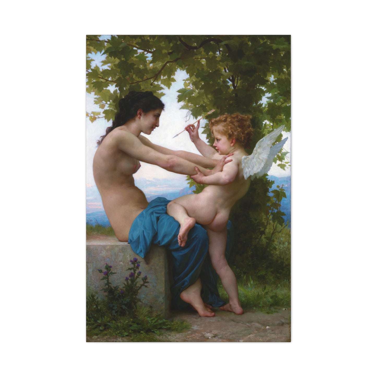 A Girl Defending Herself against Eros - Canvas Wrap
