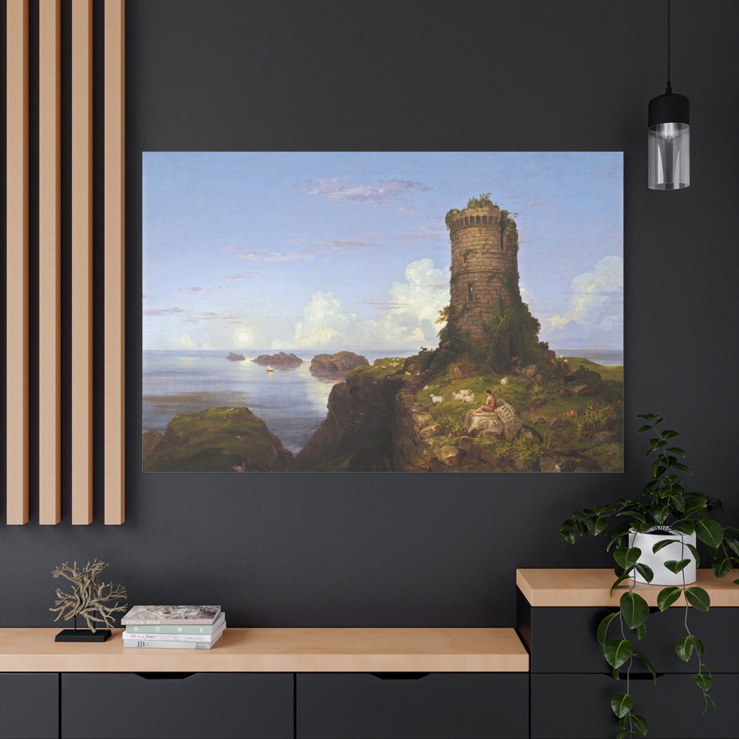 Italian Coast Scene with Ruined Tower - Canvas Wrap