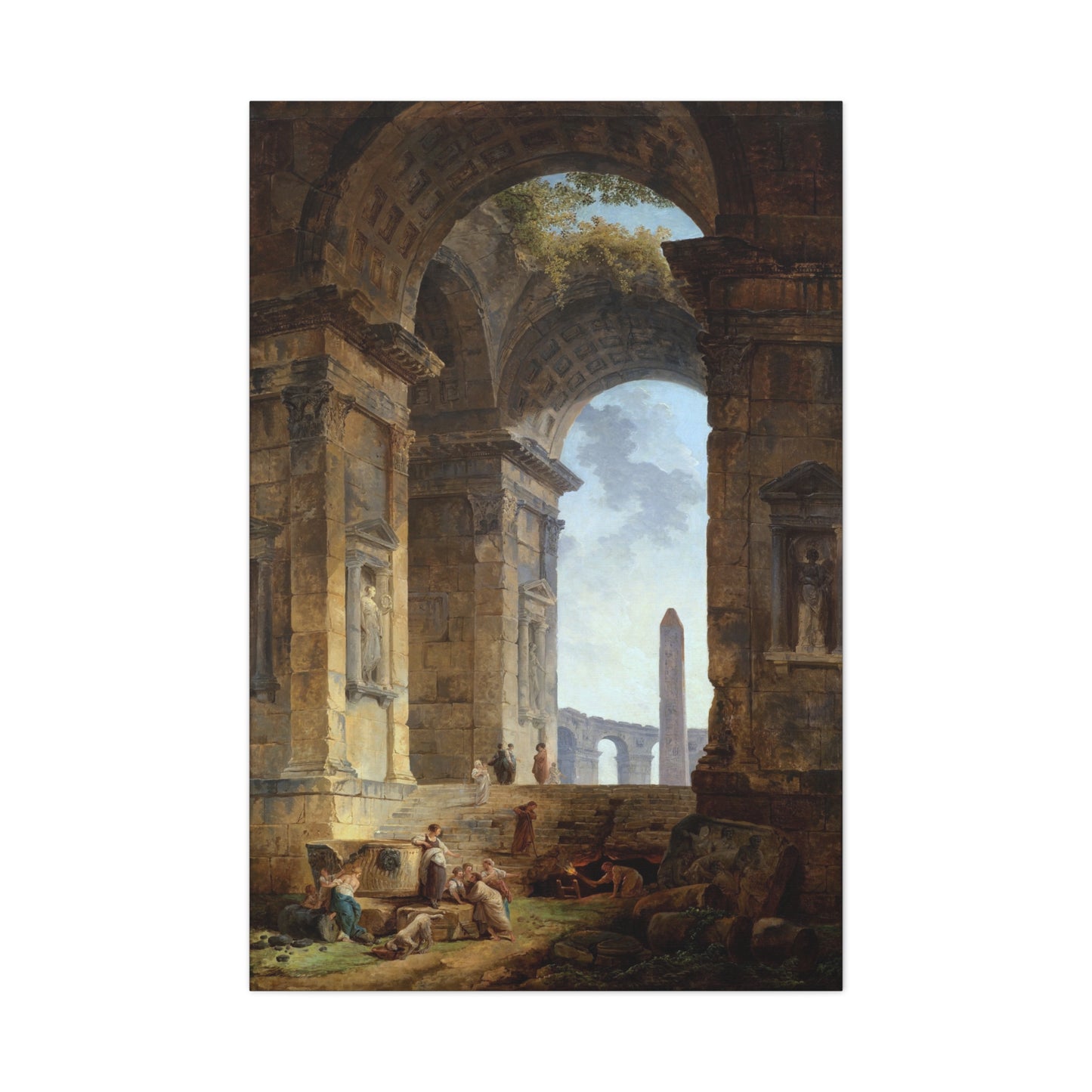 Ruins with an obelisk in the distance - Canvas Wrap