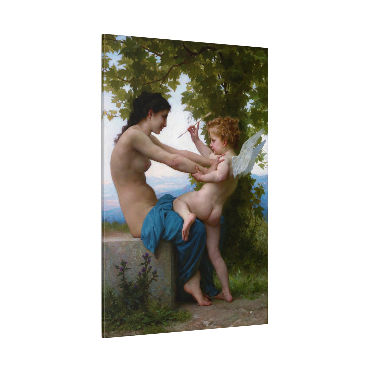 A Girl Defending Herself against Eros - Canvas Wrap