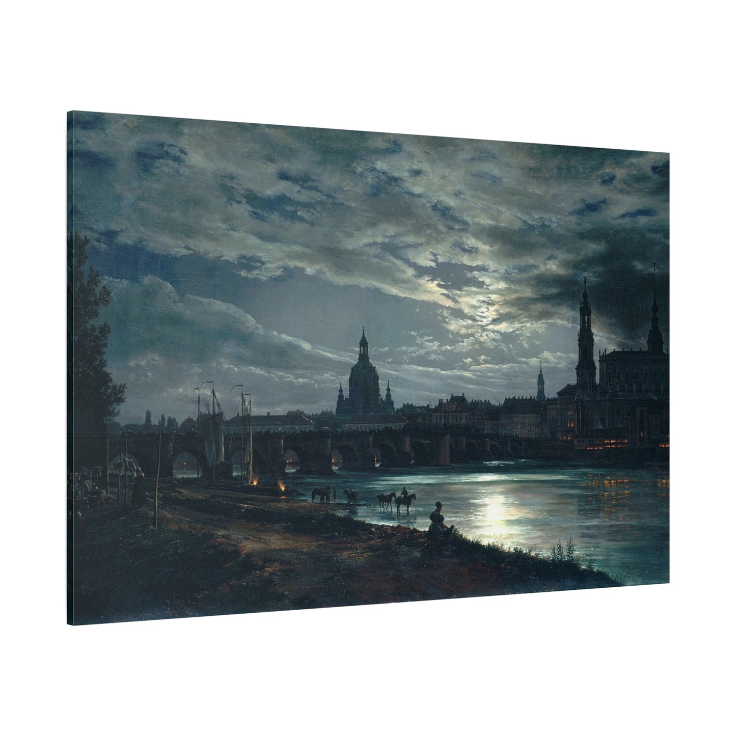 View of Dresden by Moonlight - Canvas Wrap