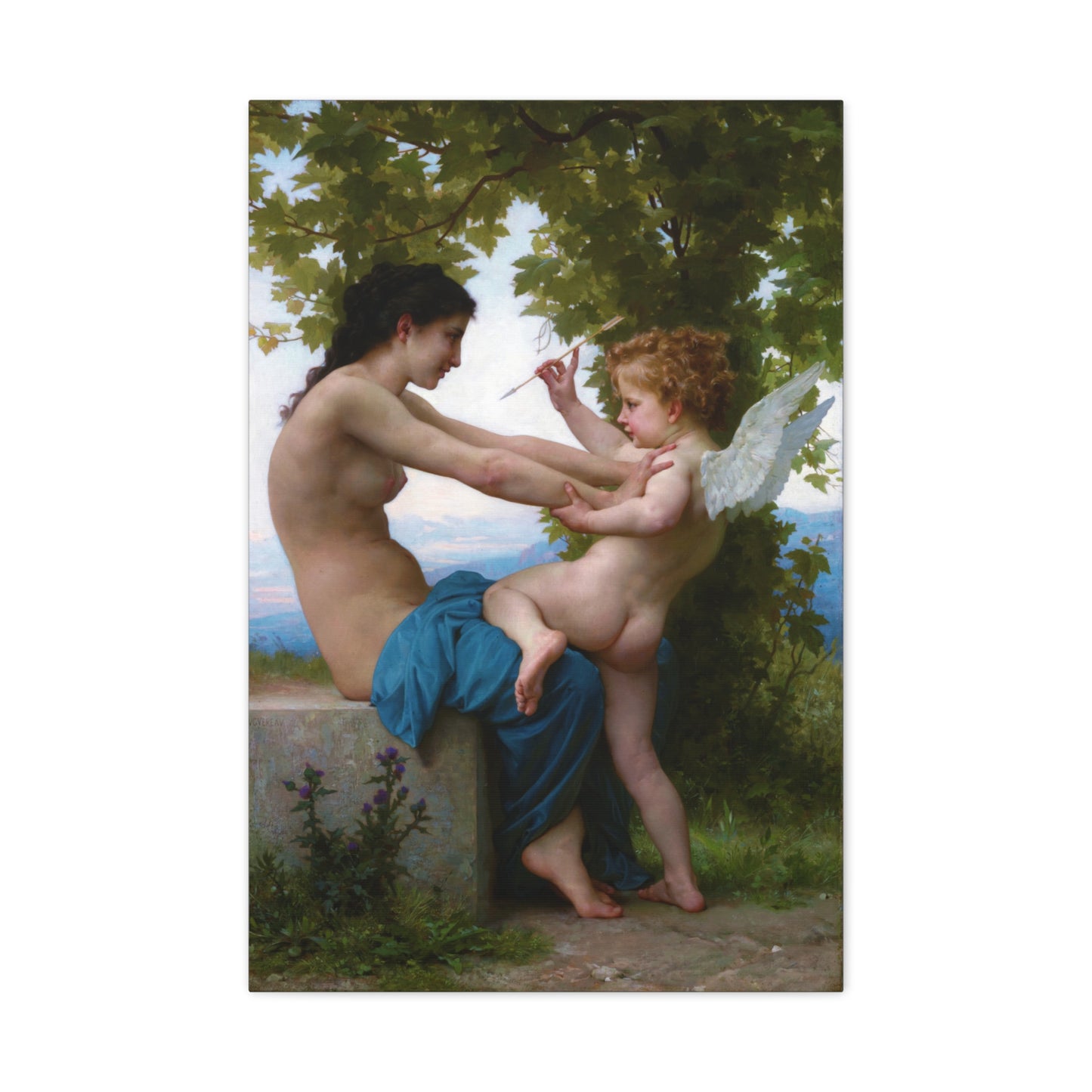 A Girl Defending Herself against Eros - Canvas Wrap