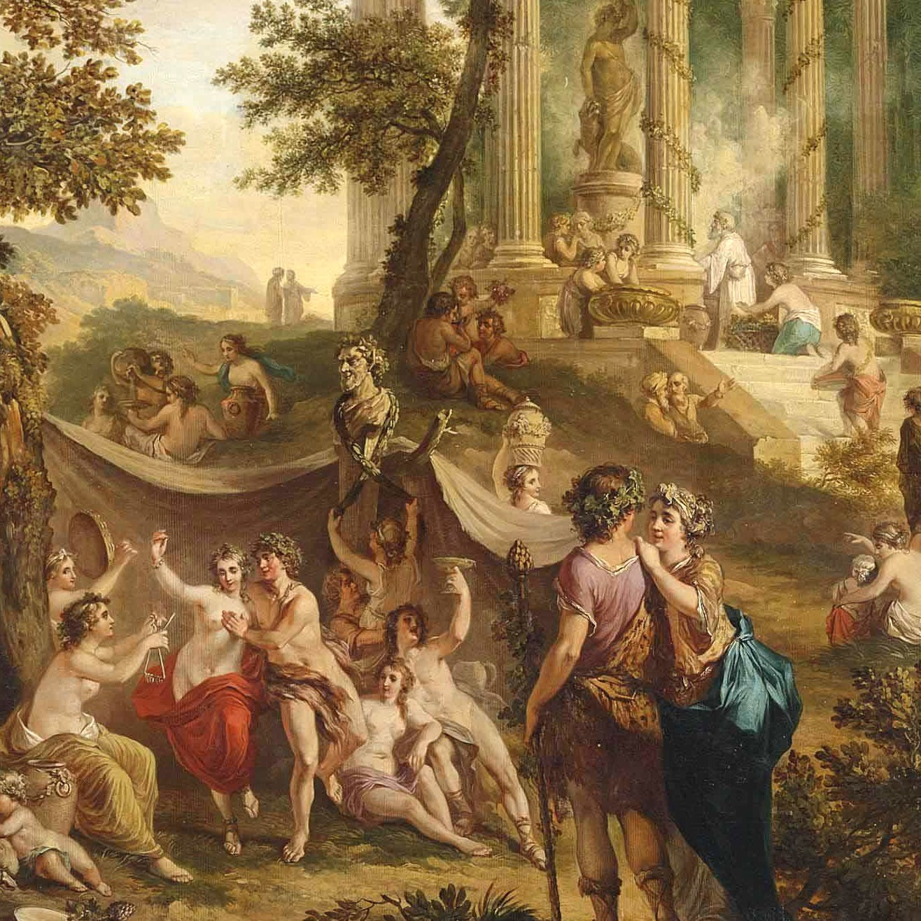 A Bacchanal In A Wooded Landscape - Canvas Wrap