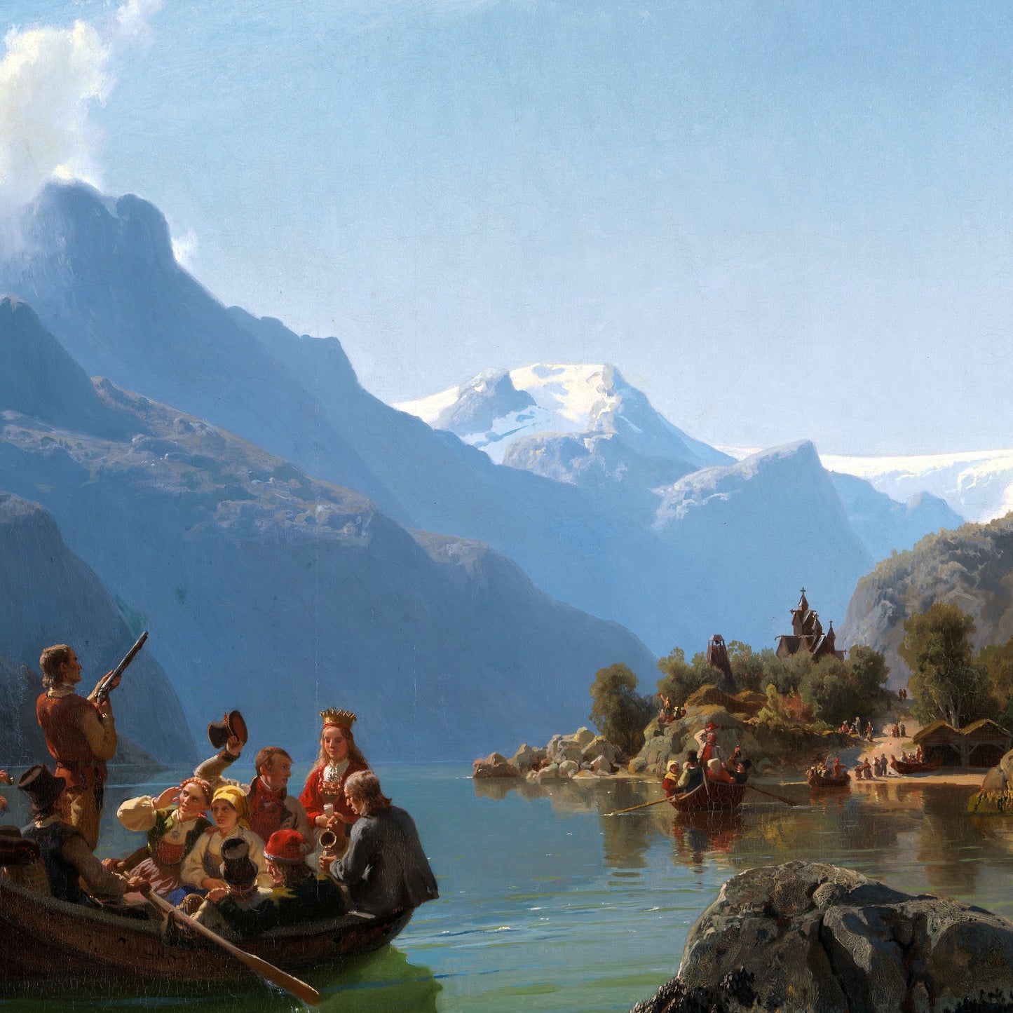 Bridal Procession on the Hardangerfjord - Canvas Wrap