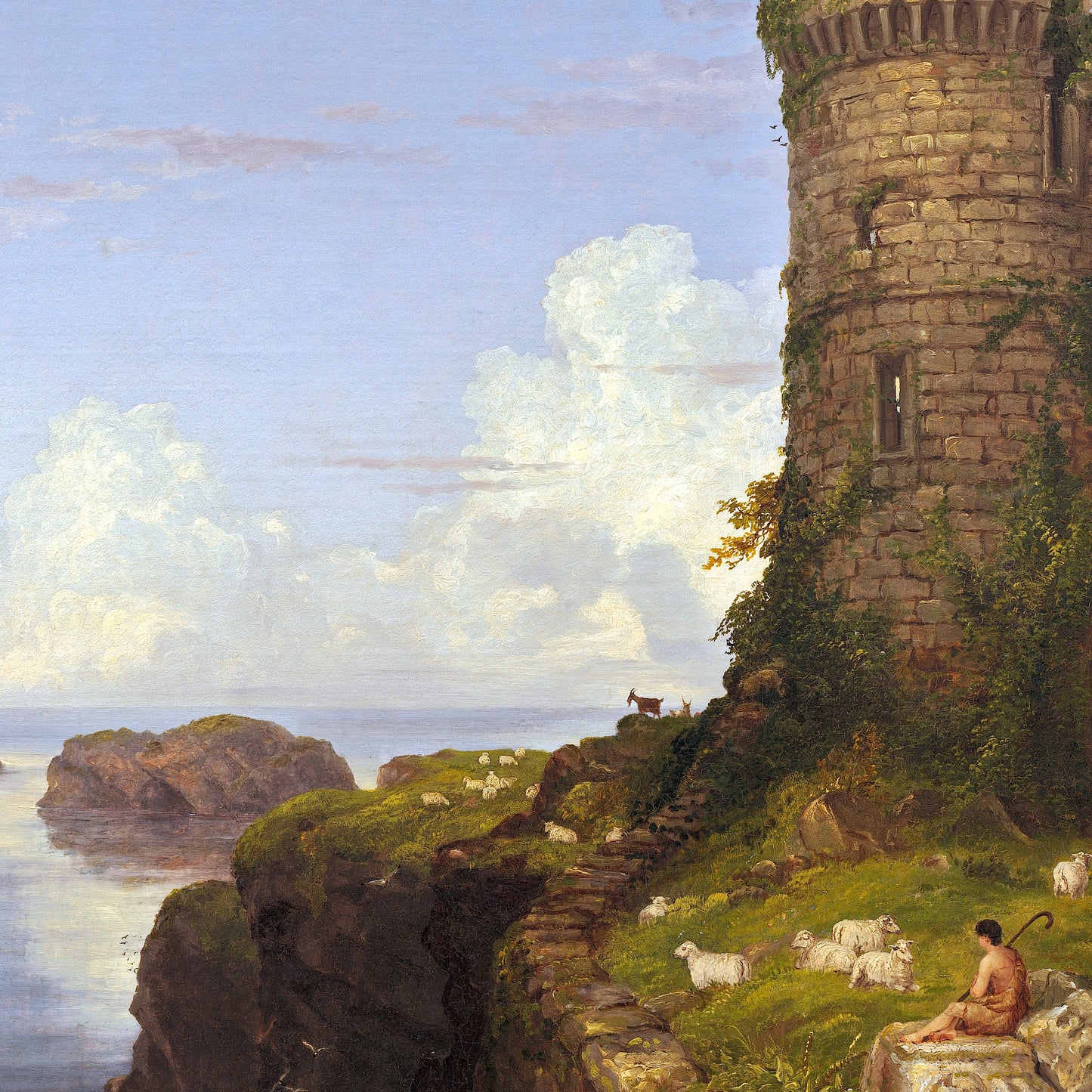 Italian Coast Scene with Ruined Tower - Canvas Wrap