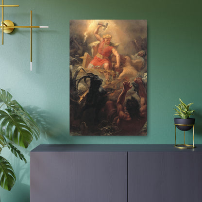 Thor's Fight With the Giants - Metal Print