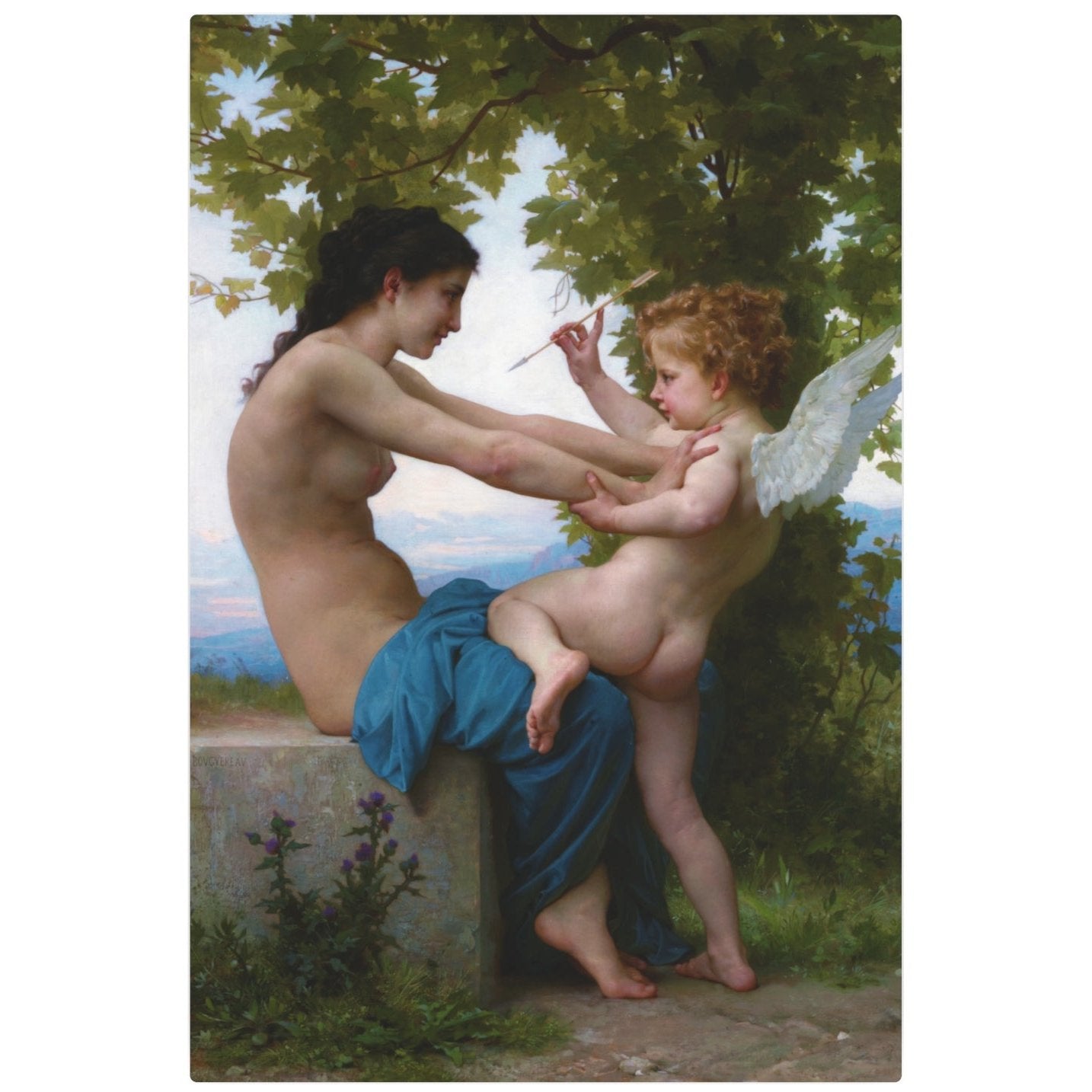 A Girl Defending Herself Against Eros - Metal Print