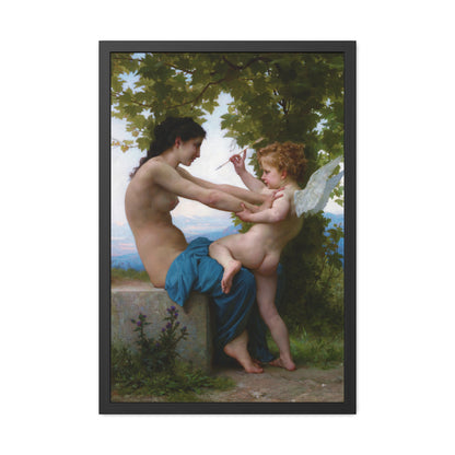 A Girl Defending Herself against Eros - Framed Print