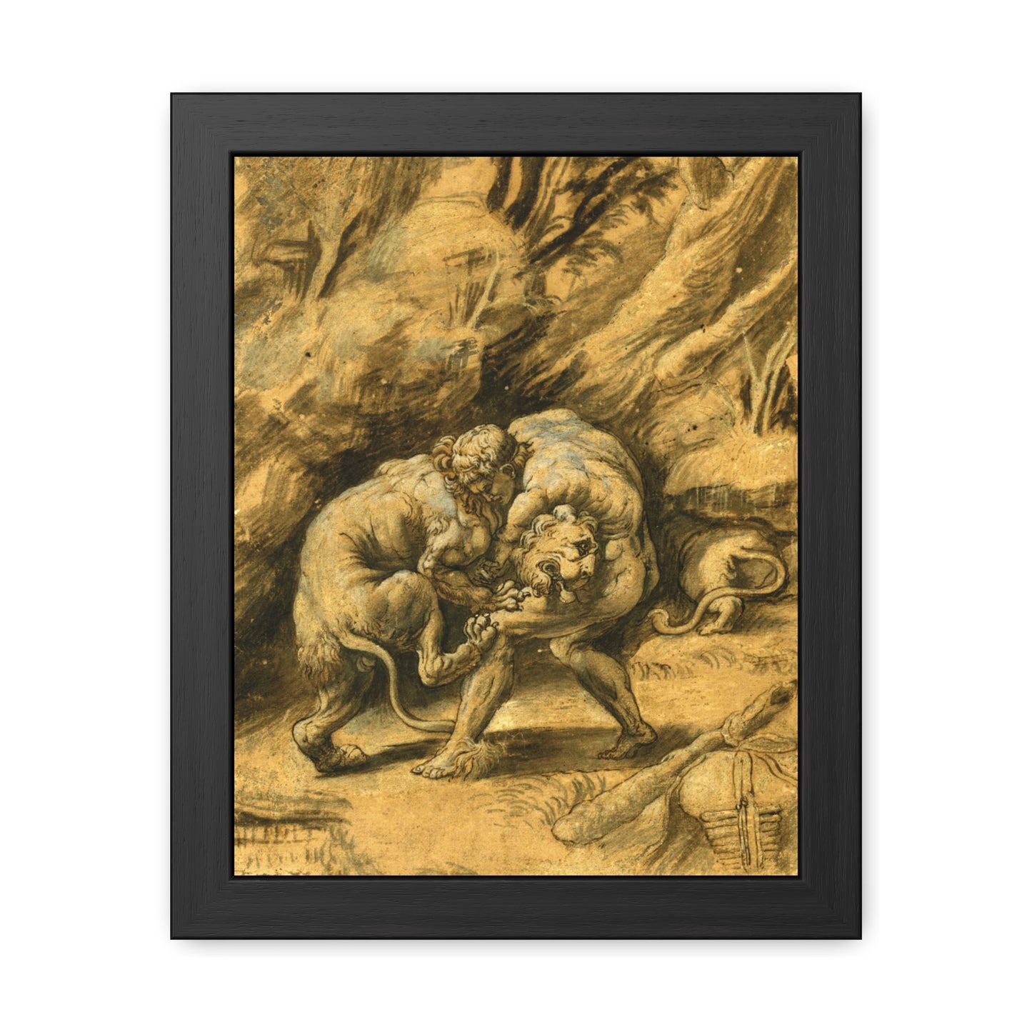 Hercules and the Nemian Lion - Framed Print