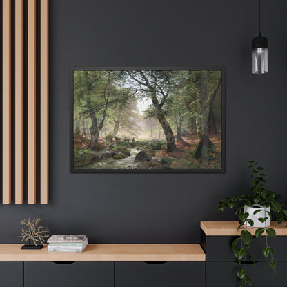 Woodland Landscape with Deer - Framed Print