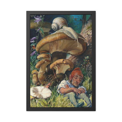 Snail and a Dwarf - Framed Print