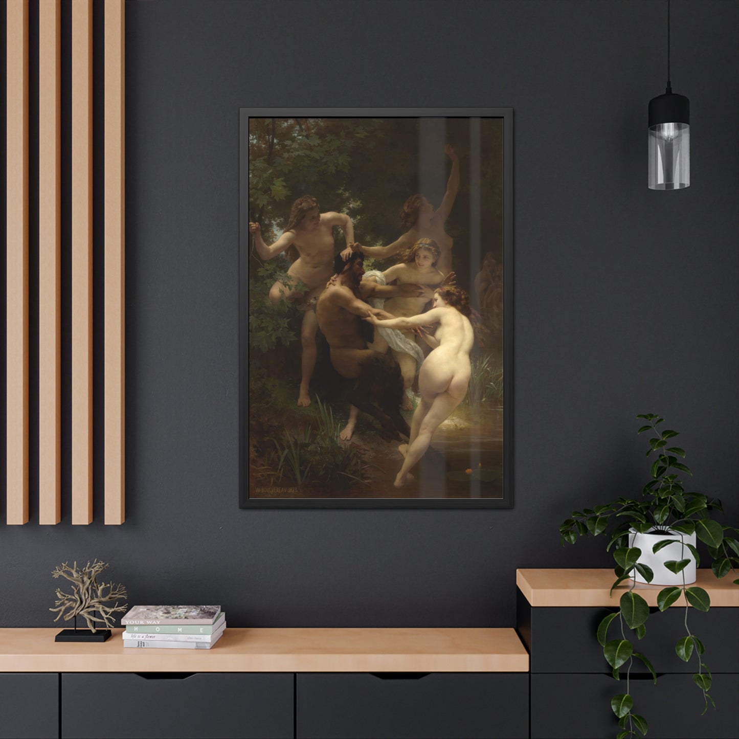 Nymphs and Satyr - Framed Print