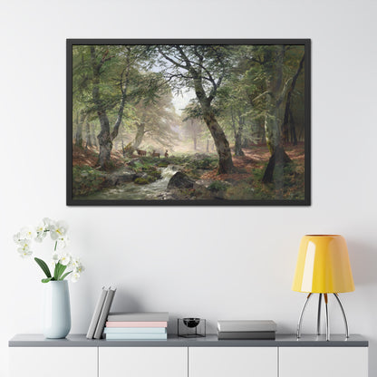 Woodland Landscape with Deer - Framed Print