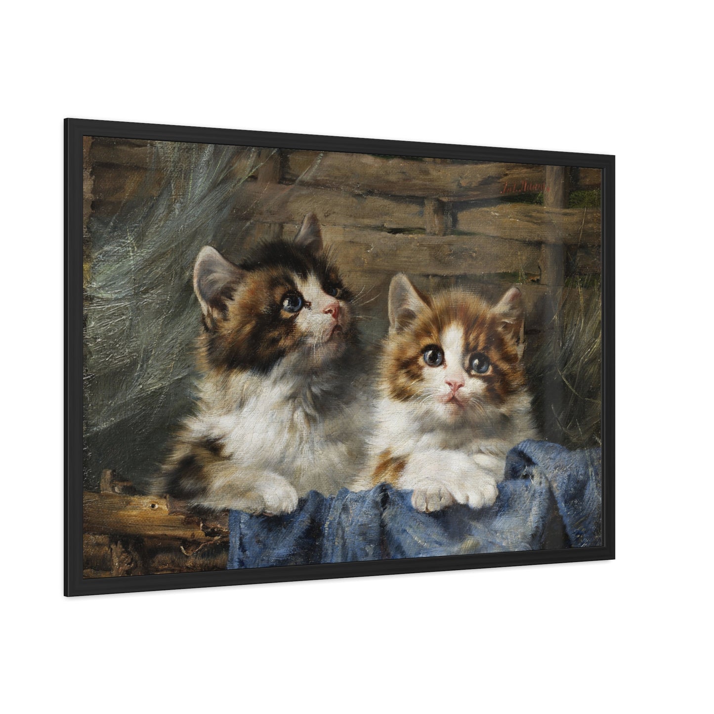 Two Kittens in a Basket - Framed Print