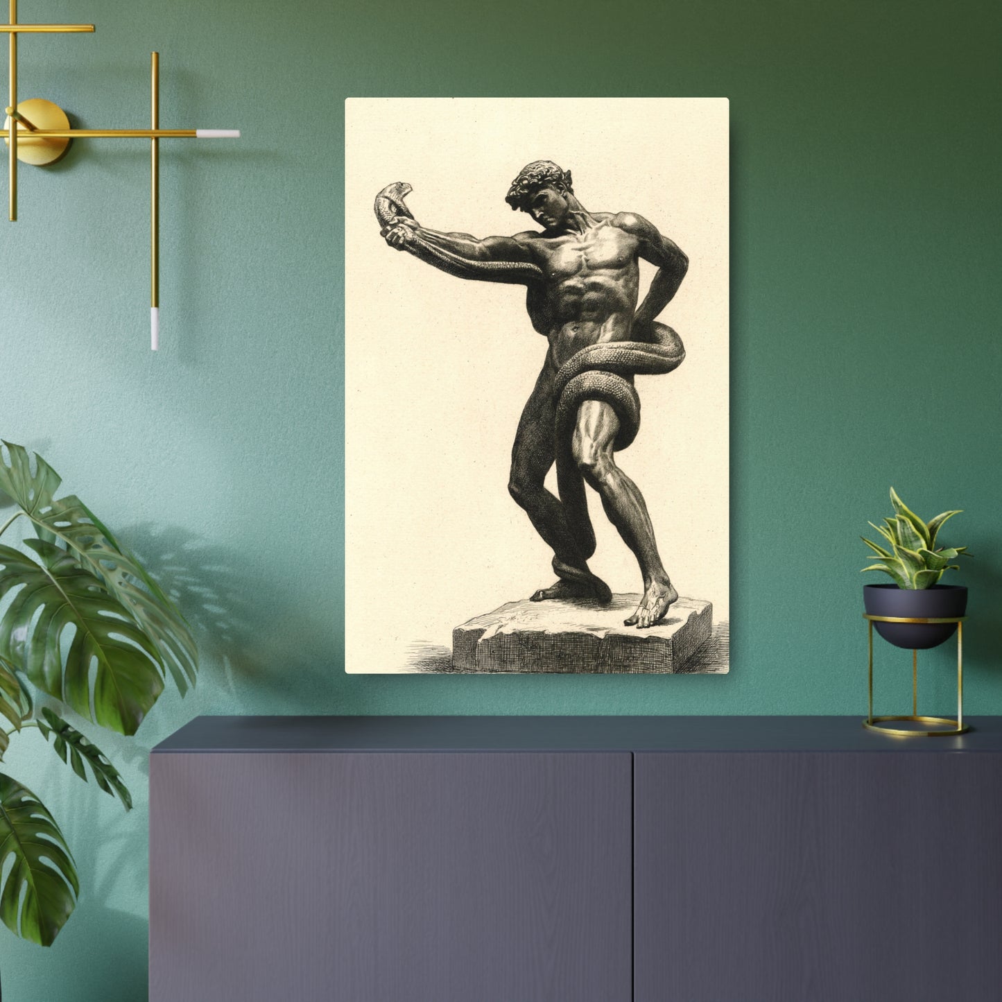 The Athlete Wrestling With a Python - Metal Print