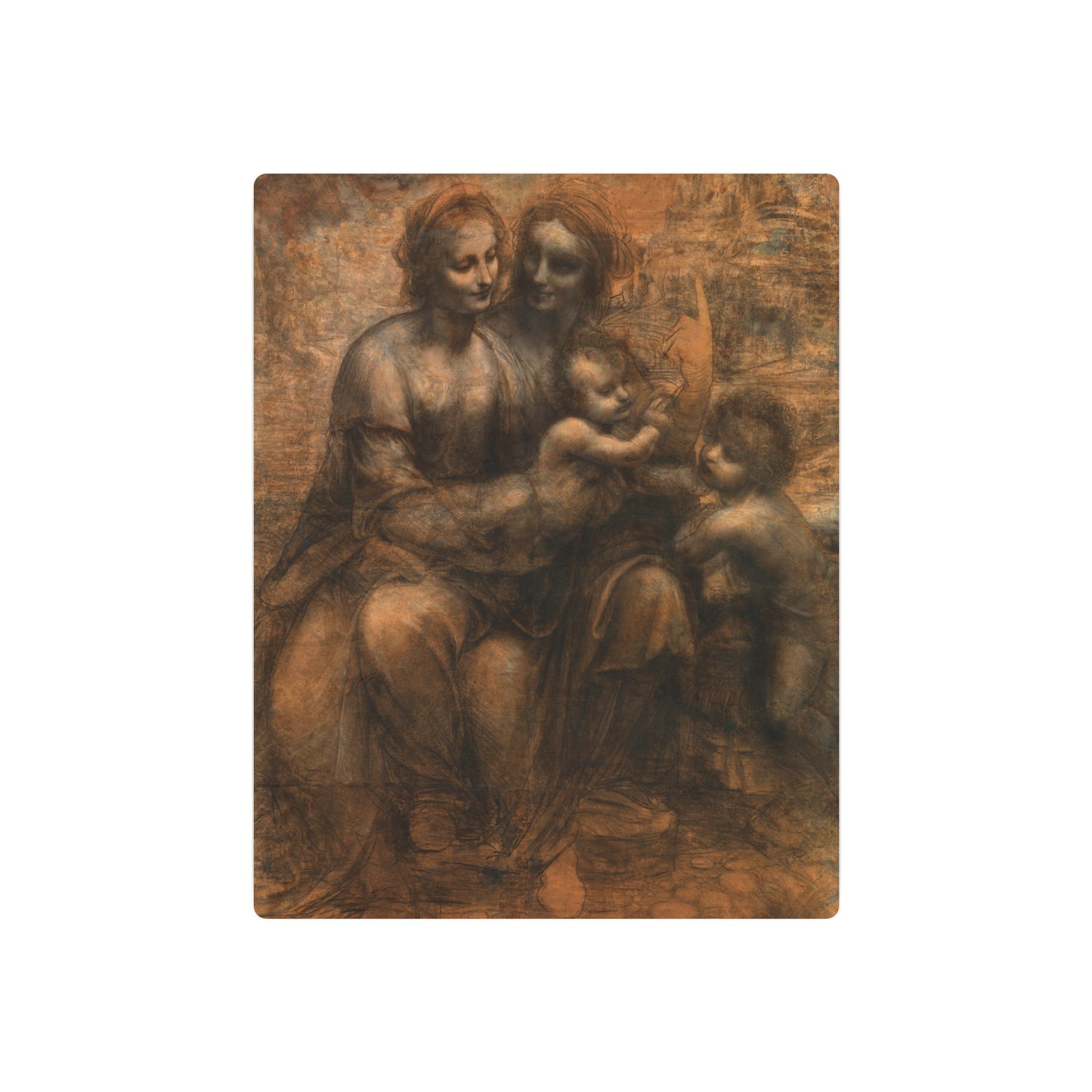 Virgin and Child with Saint Anne and John the Baptist - Metal Print