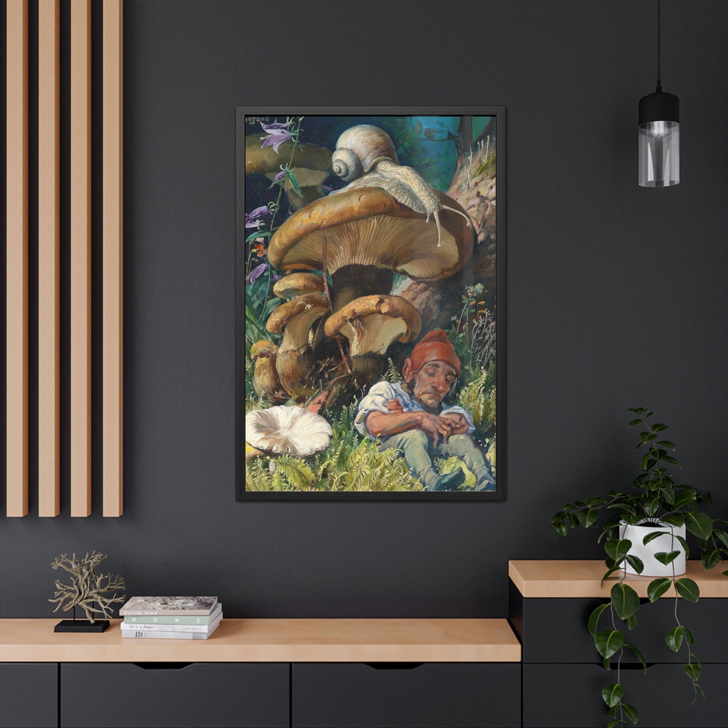 Snail and a Dwarf - Framed Print