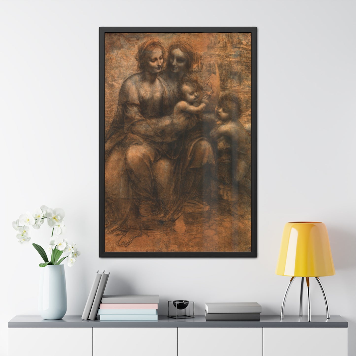 Virgin and Child with St Anne and John the Baptist - Framed Print