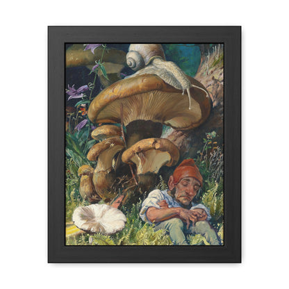 Snail and a Dwarf - Framed Print