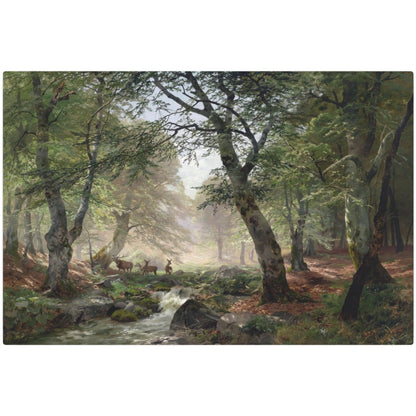 Woodland Landscape With Deer - Metal Print