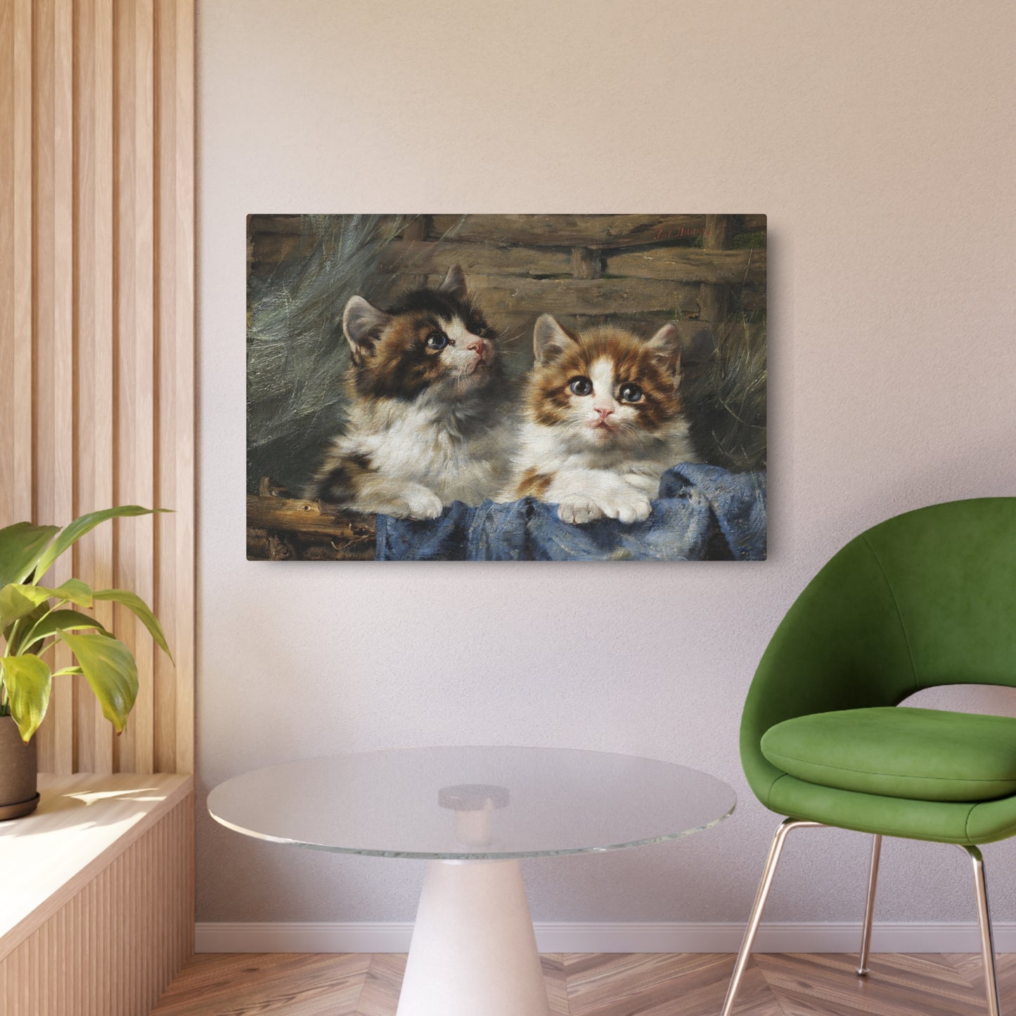 Two Kittens in a Basket - Metal Print