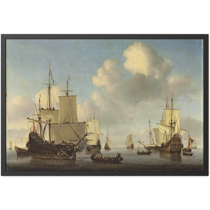 Dutch Ships in a Calm Sea - Framed Print