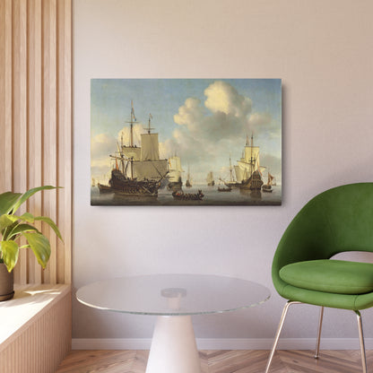 Dutch Ships in a Calm Sea - Metal Print