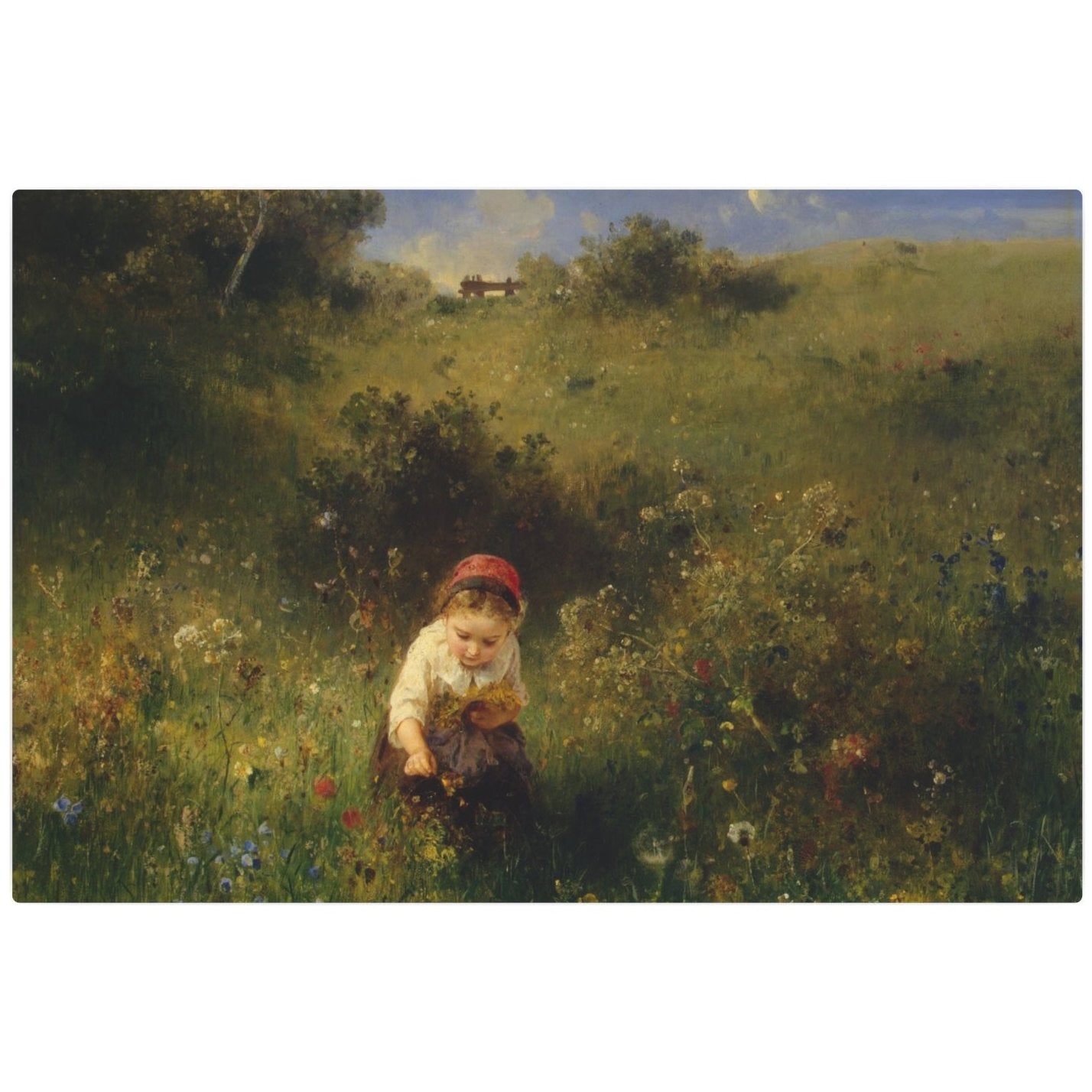 Girl in a Field - Metal Print